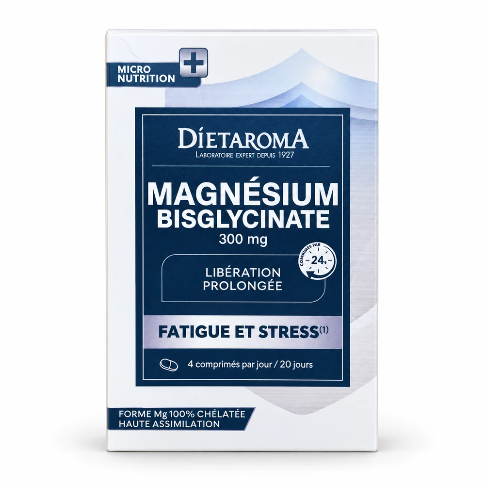 Magnésium Bisglycinate 300 mg – Stress & Fatigue 80 comprimés